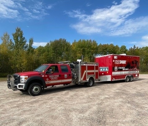 Township of Nipissing Fire Department truck and trailer.