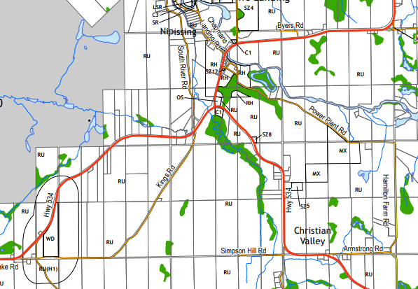 A map of Nipissing Township used in city planning.