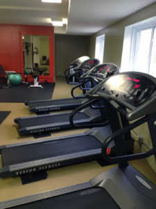 Exercise equipment is available at the gym