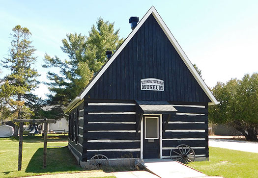A view of a building from the Nipissing Township museum