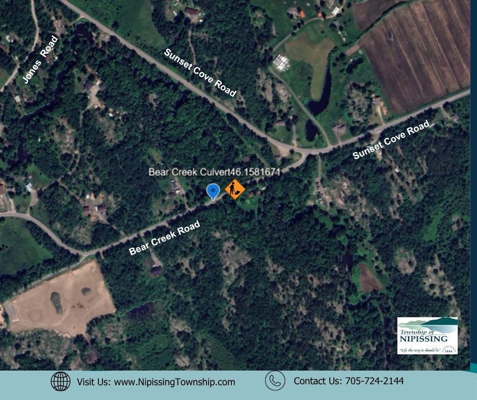 Map of Bear Creek Road culvert replacement.